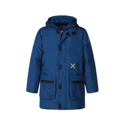 KENZO/高田贤三 男士KENZO Sport系列聚酯纤维中长款Little X鸭绒连帽羽绒服外套 5OU550 1NO