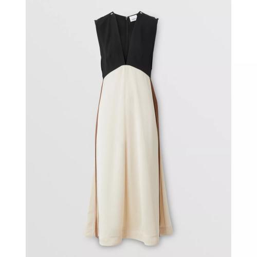  BURBERRY 22年秋冬 女士 拼色粘胶纤维无袖连衣裙 80546141