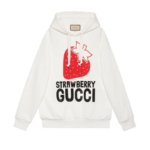  GUCCI古驰 22年秋冬 女士 “Strawberry Gucci”印花棉质卫衣 615061 XJD1B 9095