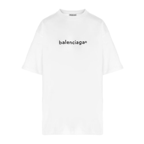 BALENCIAGA 巴黎世家 女装 服饰 白色圆领棉质经典logo印花时尚休闲 女士短袖T恤