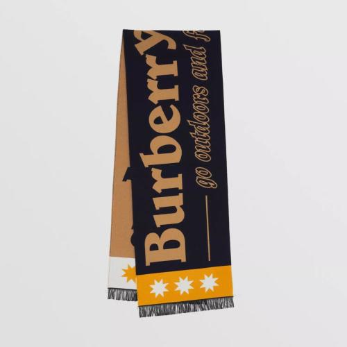  BURBERRY 22年秋冬 女士 徽标提花丝毛混纺围巾 80496601