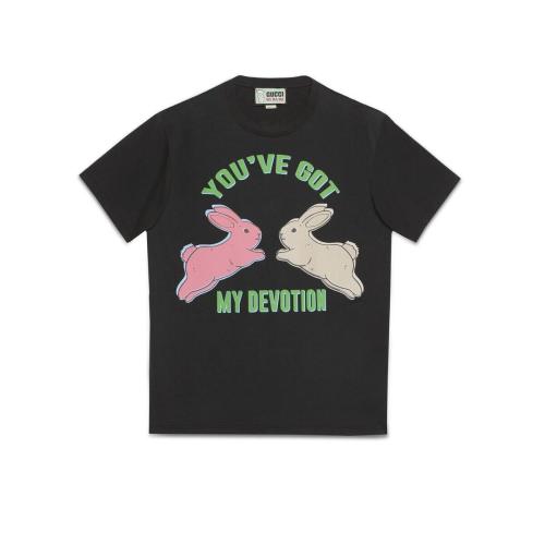  GUCCI古驰 22年秋冬 男士 Gucci HA HA HA特别系列兔子T恤 548334 XJEXT 1142