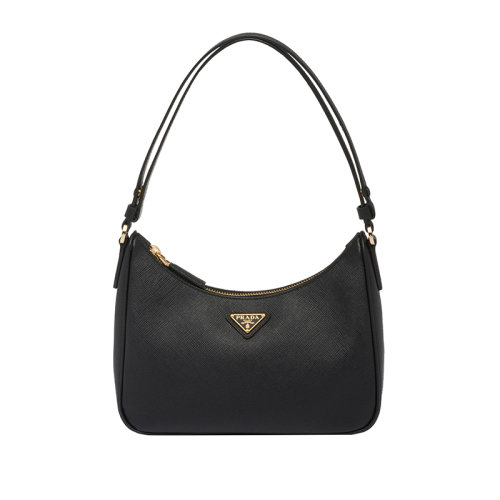 PRADA/普拉达 22新款 女士mini黑色saffiano皮革阴影纹理金色徽标单肩腋下流浪包1BC204_NZV_F0632_V_JOO