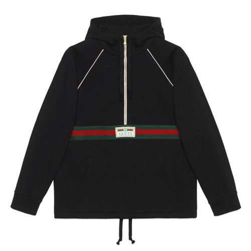 GUCCI/古驰 男士黑色棉质红绿织带针织运动衫?645320XJDAK1060