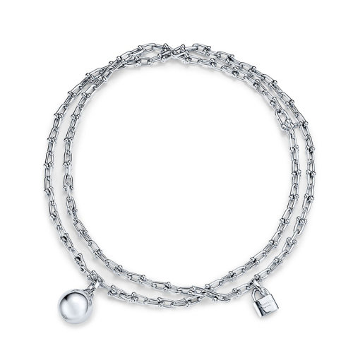Tiffany & Co./蒂芙尼  Tiffany City HardWear系列 925银双圈链式项链GRP10205