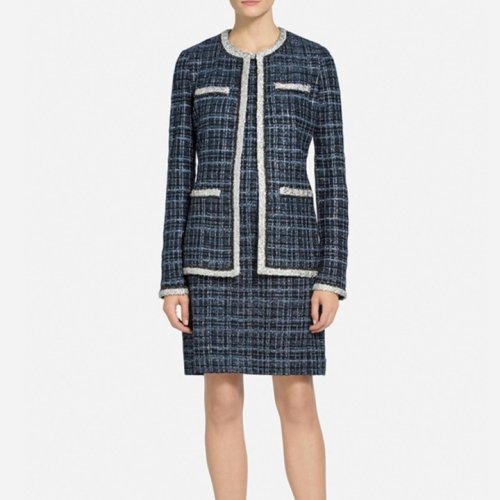 St.John/盛蔷光泽格纹针织女士夹克K6200F1