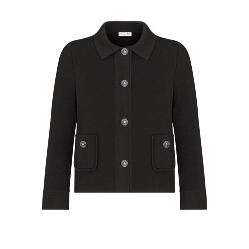 DIOR/迪奥 22年春夏新款 女士黑色粘胶纤维科技针织面料短款外套夹克244V53AM512_X9000