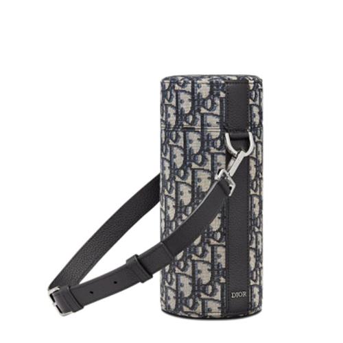 DIOR/迪奥 男士老花帆布小牛皮内饰镀钌黄铜logo按钮开合附可拆卸小牛皮肩带立式滚轮单肩包1ESKH301YSE_H27E