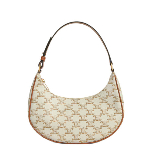 CELINE/赛琳 AVA系列 女士白色凯旋印花帆布腋下包单肩手提包193952BZJ.01BC