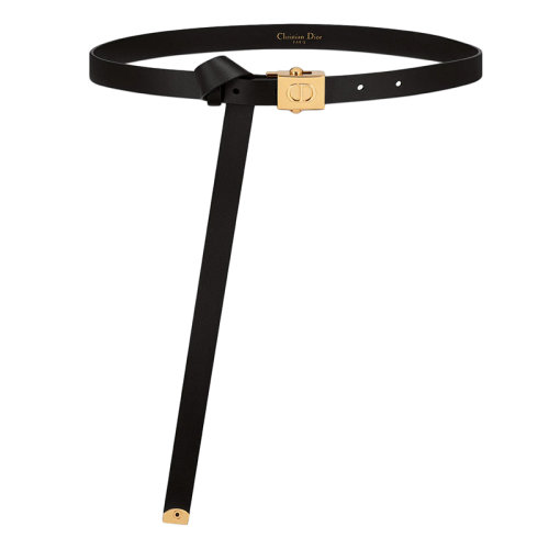 DIOR/迪奥新款 女士黑色光滑小牛皮长方形CD环金扣腰带17毫米B0204UVWV_M900