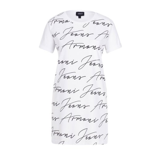  ARMANI JEANS/阿玛尼牛仔 女士米白色棉质短袖T恤 3Y5T21 5J1KZ 1100 PLFSX