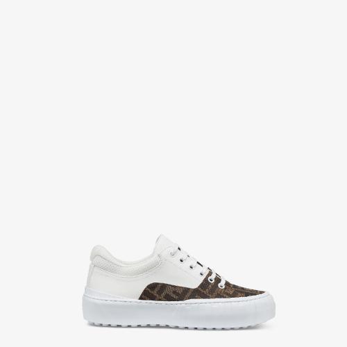  FENDI芬迪 22年秋冬 女士 休闲运动鞋 棕色布料和皮革低帮运动鞋 8E8109AF5CF1DV2