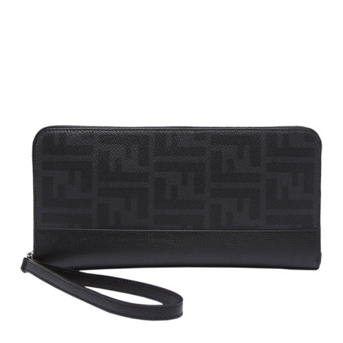 FENDI/芬迪 男士黑色牛皮经典FF印花全拉链式钱包钱夹手拿包男包 7M0191-X4U-F0GXN