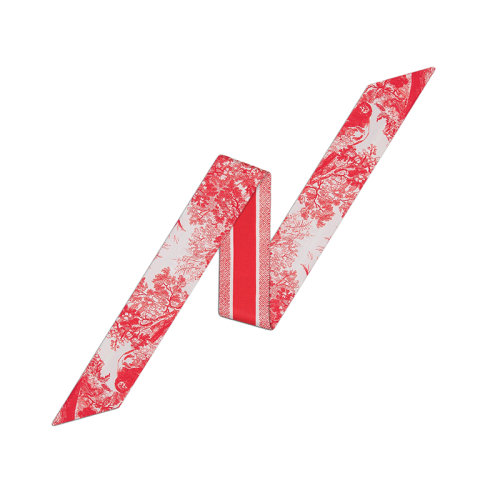 DIOR/迪奥 22年早春新款 MITZAH系列 女士象牙色/红色桑蚕丝茹伊印花窄版丝巾15JOU106I602_C306