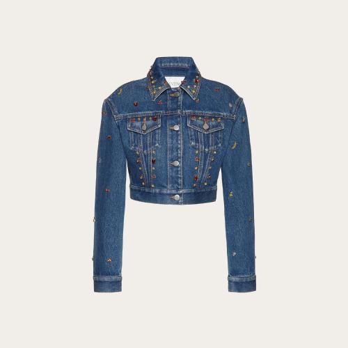  VALENTINO华伦天奴 22年秋冬 女士 夹克 VESTE BRODéE EN DENIM XB3DC02M6UK528