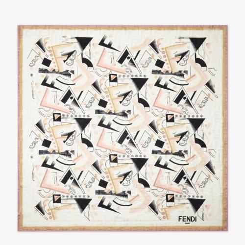  FENDI芬迪 22年秋冬 女士 围巾 拼色有机桑蚕丝围巾 FXT091ALSDF0PA3