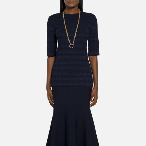 St.John/盛蔷蕾丝提花上衣女士长袖T恤K51Y083