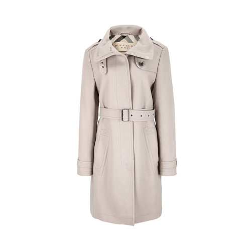 BURBERRY/博柏利 女士米白色羊毛混纺腰带款风衣 3839912