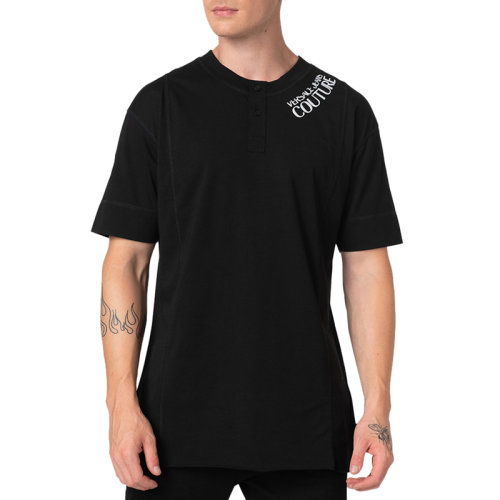 VERSACE JEANS/范思哲牛仔 男士黑色棉质经典字母徽标印花装饰圆领短袖上衣T恤 B3GVB7DE-30377-899