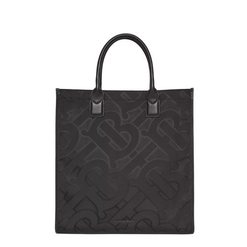 BURBERRY/博柏利 21新款 男士黑色徽标印花再生织物手提托特包80436911