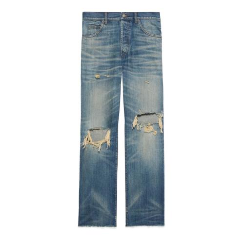  GUCCI古驰 22年秋冬 男士 Gucci HA HA HA特别系列石磨水洗牛仔裤 716496 XDB6K 4447