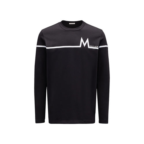 Moncler/蒙克莱 22年秋冬新款 男士黑色纯棉M图案长袖T恤H20918D000038390T999