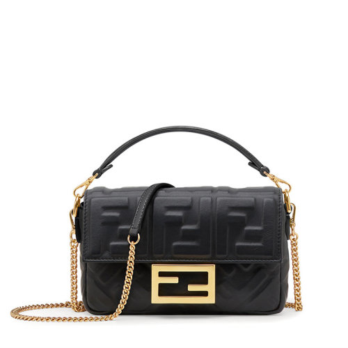FENDI/芬迪  BAGUETTE FF图案小羊皮迷你单肩包