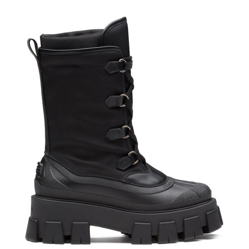 PRADA/普拉达 秋冬 Monolith系列 女士黑色皮革和尼龙中筒靴1U363M_3KML_F0002_F_055