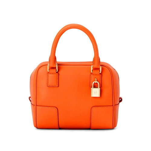 LOEWE/罗意威 22年新款Amazona16系列 女士橙色粒面纳帕牛皮革方形金属挂锁肩背斜挎手提包A039N21X01-9100