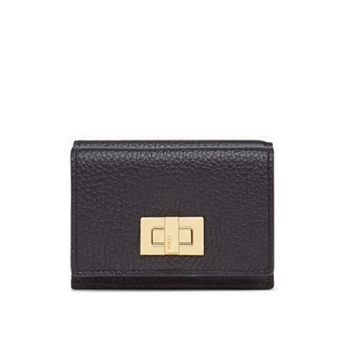 FENDI/芬迪 20  Peekaboo Selleria系列紧凑型黑色小牛皮钱包8M0426A91BF11IE