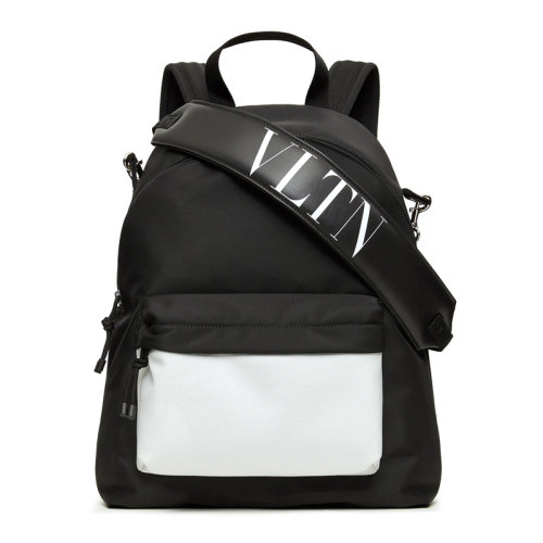 Valentino/华伦天奴 男士黑色尼龙 VLTN 印花双肩包背包 WY2B0A98-HQH-0NI