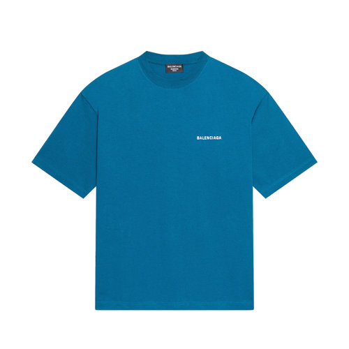 Balenciaga/巴黎世家 22年早春新款 男士蓝色棉质Logo短袖T恤612966TLVB99567