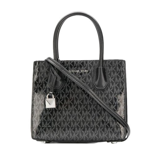 Michael Kors 迈克·科尔斯 Mercer系列 女士黑色MK印花手提单肩斜挎包