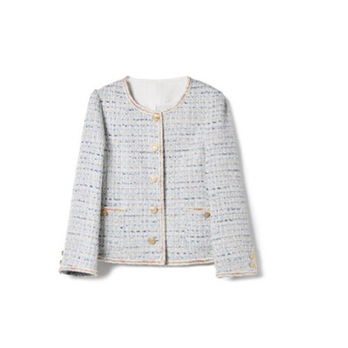 GeleiStory/GeleiStory 春秋新款华丽来袭亮丝粉色气质通勤名媛休闲圆领短外套女 女装>女士外套>女士夹克