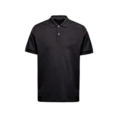 PRADA/普拉达 22年春夏新款 男士黑色纯珠地棉三角徽标短袖Polo衫UJN444_XGS_F0002_S_181