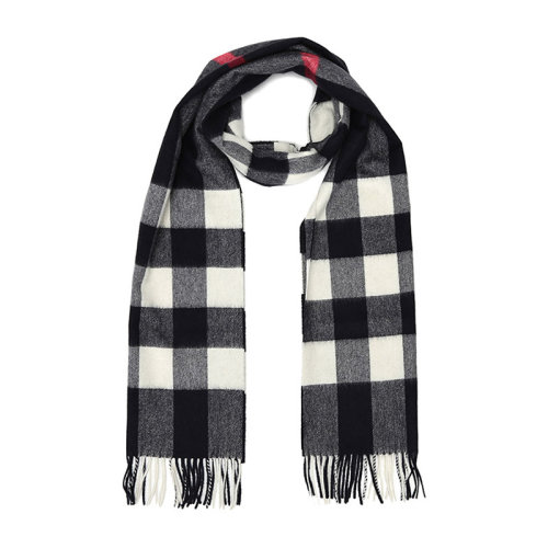 BURBERRY/博柏利 男士军蓝色羊绒格纹流苏保暖御寒围巾围脖 4031054