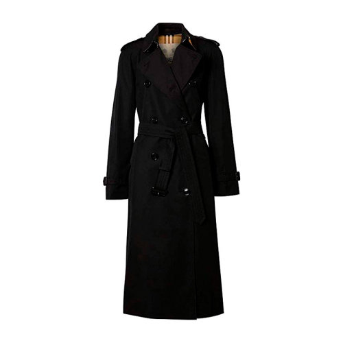 BURBERRY/博柏利 20春夏 女装 服装 黑色棉质双排扣束腰中长款 女士风衣 8019524