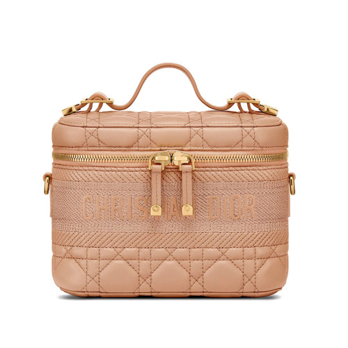 DIOR/迪奥 DIORTRAVEL系列 风玫瑰色小羊皮饰有藤格纹小号单肩手提包 S5488UNTR_M49P