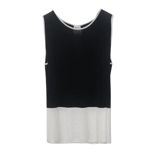 ARMANI COLLEZIONI/阿玛尼卡尔兹 米白蓝拼色女士无袖背心