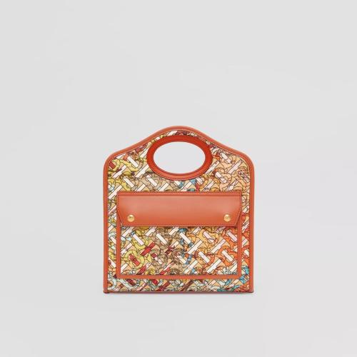  BURBERRY 22年秋冬 女士 迷你专属标识地图印花皮革口袋包 80565791