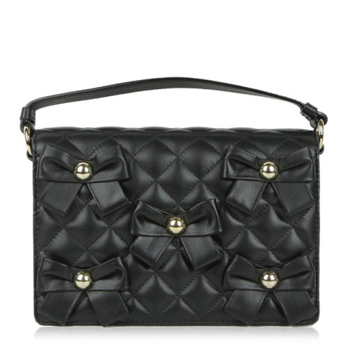 MOSCHINO/莫斯奇诺 女士黑色皮革蝴蝶结装饰单肩包斜挎包链条包手提包女包 A7501-8002-0555