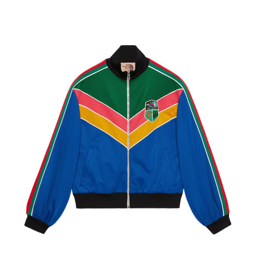 GUCCI/古驰 The North Face x Gucci系列 女士多色涤纶/棉混纺饰有彩色泰迪熊贴片图案背面饰有彩色刺绣徽标LOGO拉链开合夹克外套?673754XJDUE4153