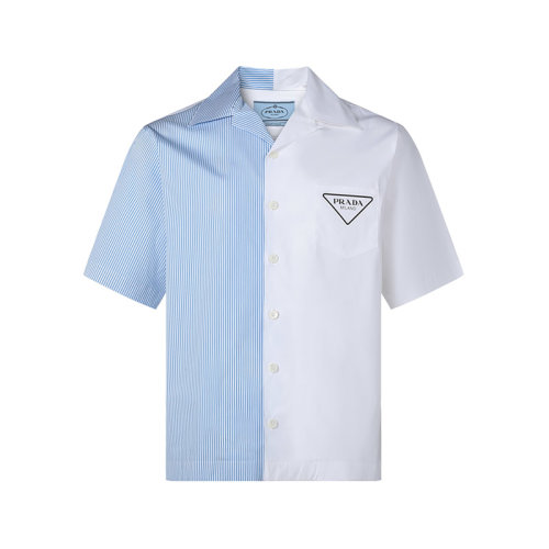 PRADA/普拉达【22年新款】男士棉质Double Match宽松版休闲短袖衬衫 UCS406 10HH S 2