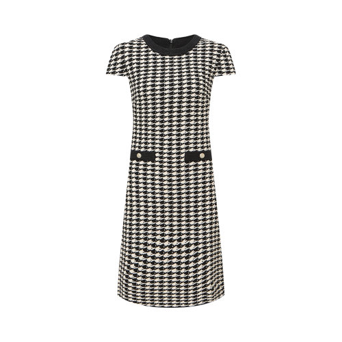 【21春夏新款】St. John/盛蔷 黑白色小香风针织圆领女士连衣裙K113Q51