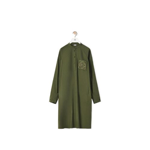  LOEWE罗意威 22年秋冬 女士 连衣裙 Anagram tunic dress in linen and cotton S359Y09X79-440