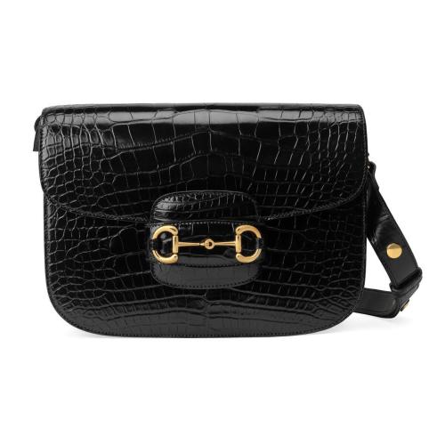  GUCCI古驰 22年秋冬 女士 Gucci 马衔扣1955系列鳄鱼号肩背包 602204 EV40G 1000