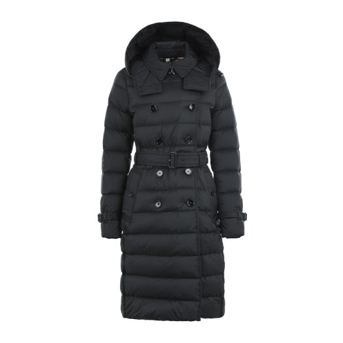 BURBERRY/博柏利21新品双排扣连帽束腰中长款女士羽绒服外套8018554