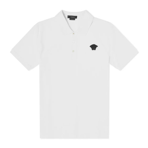 VERSACE/范思哲 男士白色棉质经典美杜莎头像刺绣翻领短袖上衣T恤POLO衫 A87427-A237141-2W300