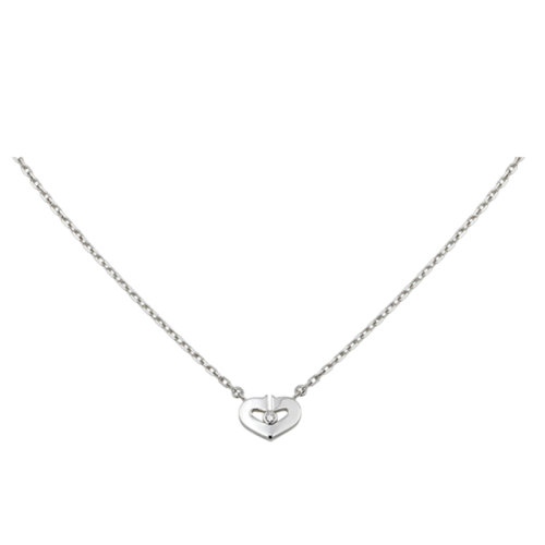 CARTIER/卡地亚  SYMBOLES系列 XS型号18k金白金镶嵌钻石爱心项链B7221600