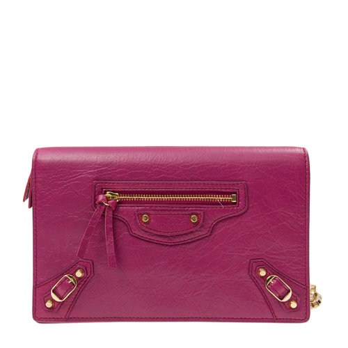 Balenciaga/巴黎世家 女士纯色牛皮拉链装饰翻盖开合单肩包斜挎包链条包手拿包女包 444168-D940G 多色可选